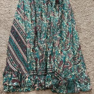 Blue Ruffled Tiered Maxi Skirt Resort Wear C-3